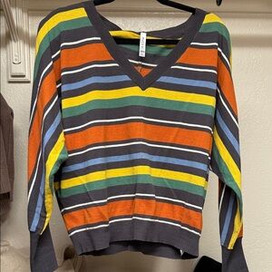 RVCA Multicolor Striped V-Neck Sweater